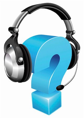 Question mark wearing a phone headset concept for call centre or online support Stock Photo - Budget Royalty-Free & Subscription, Code: 400-04353730