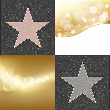 2 Walk Of Fame Type Star And Golden Background, Vector Illustration Stock Photo - Budget Royalty-Free & Subscription, Code: 400-04364127