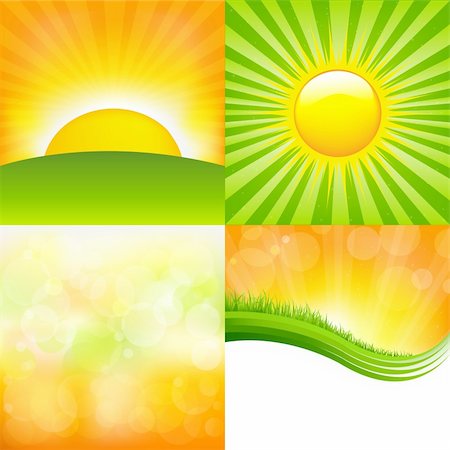 4 Sunburst And Abstract Backgrounds, Vector Illustration Photographie de stock - Aubaine LD & Abonnement, Code: 400-04364193