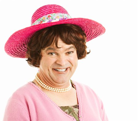 Humorous portrait of a transvestite celebrity impersonator.  Isolated on white. Stock Photo - Budget Royalty-Free & Subscription, Code: 400-04364265