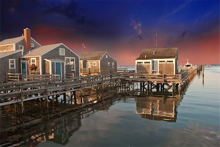 Homes over Water in Nantucket at Sunset, Massachusetts, U.S.A. Stock Photo - Budget Royalty-Free & Subscription, Code: 400-04364925