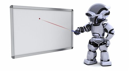 simsearch:400-06396346,k - 3D render of a robot with blank white board Stock Photo - Budget Royalty-Free & Subscription, Code: 400-04365450