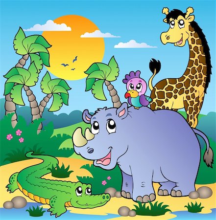 simsearch:400-04365864,k - African scenery with animals 3 - vector illustration. Stock Photo - Budget Royalty-Free & Subscription, Code: 400-04365827