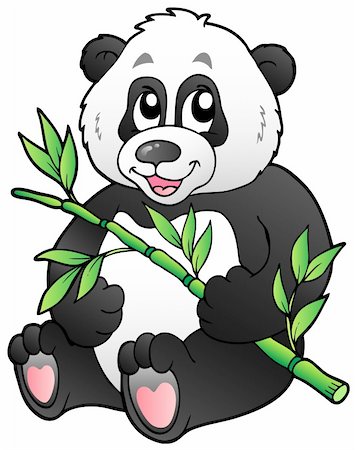 simsearch:400-08154053,k - Cartoon panda eating bamboo - vector illustration. Stock Photo - Budget Royalty-Free & Subscription, Code: 400-04365834