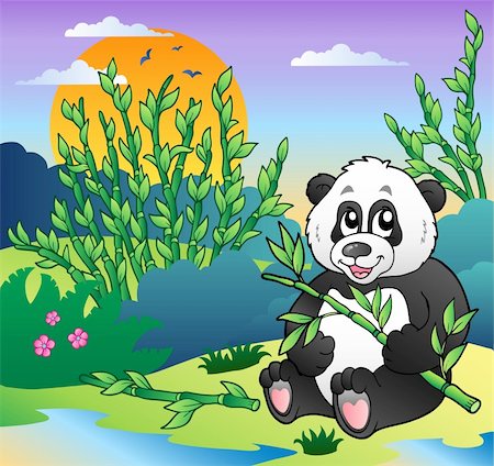 simsearch:400-08154053,k - Cartoon panda in bamboo forest - vector illustration. Stock Photo - Budget Royalty-Free & Subscription, Code: 400-04365838