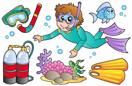 Scuba diving collection - vector illustration. Stock Photo - Budget Royalty-Free & Subscription, Code: 400-04365866