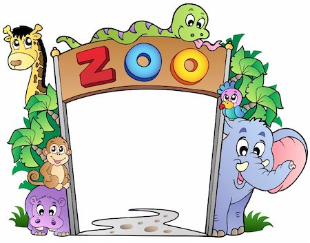 simsearch:400-04365864,k - Zoo entrance with various animals - vector illustration. Stock Photo - Budget Royalty-Free & Subscription, Code: 400-04365869