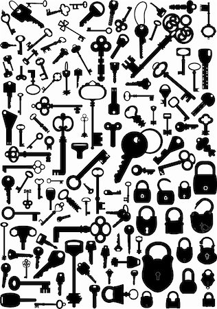 simsearch:600-03445182,k - Collection of antique and modern keys and padlocks, vector illustration Stock Photo - Budget Royalty-Free & Subscription, Code: 400-04366098