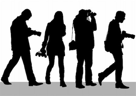 silhouette body women artistic - Vector image of people with cameras for a walk Stock Photo - Budget Royalty-Free & Subscription, Code: 400-04366116