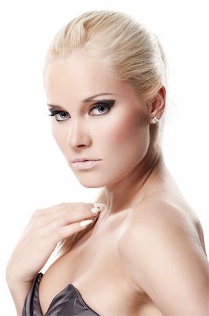 Portrait of beautiful female model on white background Photographie de stock - Aubaine LD & Abonnement, Code: 400-04366179