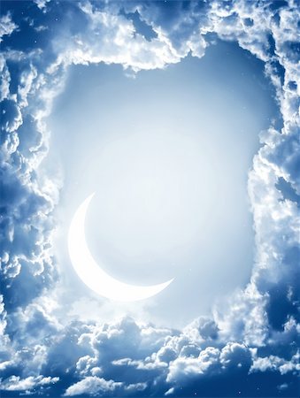 sleep cartoon - Night fairy tale - bright moon in the night sky Stock Photo - Budget Royalty-Free & Subscription, Code: 400-04367517