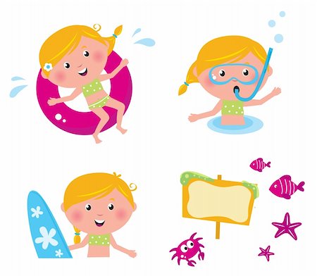 fish clip art to color - Swimming and mare icon set - vector collection of summer icons Stock Photo - Budget Royalty-Free & Subscription, Code: 400-04367795