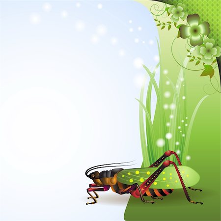 Background with grasshopper on grass Stock Photo - Budget Royalty-Free & Subscription, Code: 400-04368414