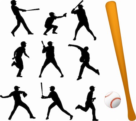 simsearch:400-05877692,k - baseball players silhouettes - vector Foto de stock - Super Valor sin royalties y Suscripción, Código: 400-04368707