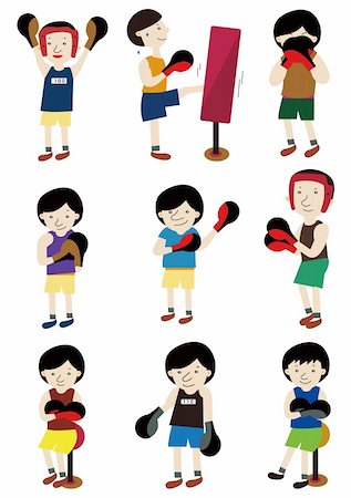 cartoon boxer icon set Foto de stock - Super Valor sin royalties y Suscripción, Código: 400-04369293