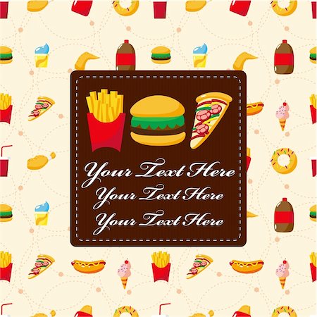 dinner cartoon background - cartoon fast food card Stock Photo - Budget Royalty-Free & Subscription, Code: 400-04369930