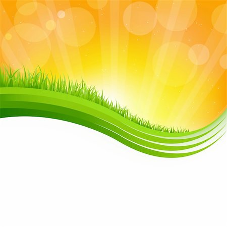 Shiny Background With Green Grass, Vector Illustration Photographie de stock - Aubaine LD & Abonnement, Code: 400-04360826