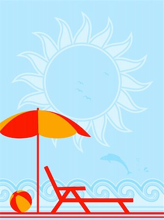 simsearch:400-05944023,k - vector background with deck chair under umbrella on the beach, Adobe Illustrator 8 format Stock Photo - Budget Royalty-Free & Subscription, Code: 400-04361292