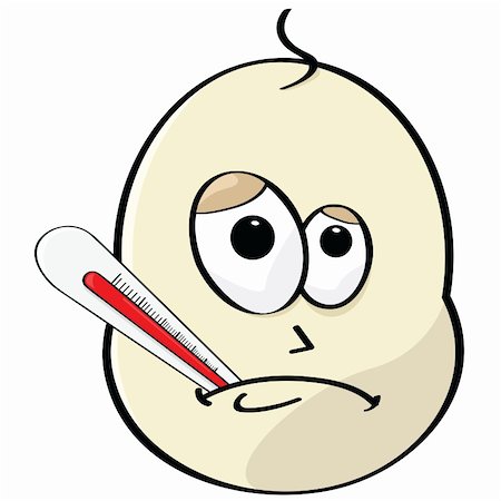 Cartoon illustration of a sick baby with a thermometer in his mouth Stock Photo - Budget Royalty-Free & Subscription, Code: 400-04362246