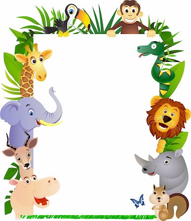 Animal cartoon frame Stock Photo - Budget Royalty-Free & Subscription, Code: 400-04363458