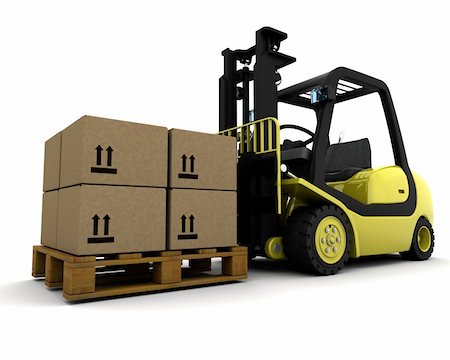 distribution truck - 3D Render of Yellow Fork Lift Truck Isolated on White Stock Photo - Budget Royalty-Free & Subscription, Code: 400-04374958