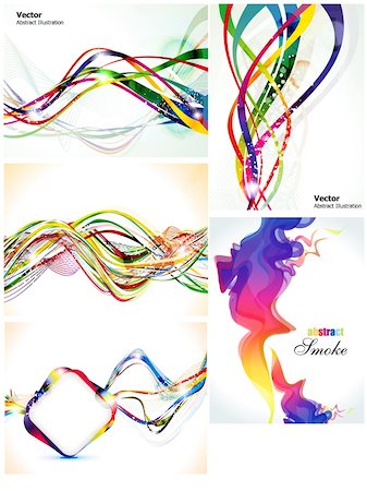 floral beautiful backgrounds - abstract colorful multiple wave set vector illustration Stock Photo - Budget Royalty-Free & Subscription, Code: 400-04375126