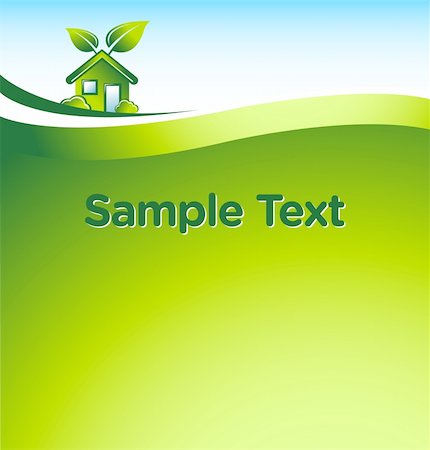 simsearch:400-04786259,k - Green abstract vector template of corporate identity with Eco house and leaves Stock Photo - Budget Royalty-Free & Subscription, Code: 400-04375196