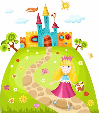 fairy tale decoration - vector illustration of a cute princess Stock Photo - Budget Royalty-Free & Subscription, Code: 400-04375565