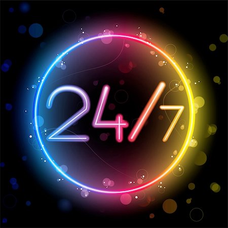 Vector - Neon 24/7 Rainbow Circle Stock Photo - Budget Royalty-Free & Subscription, Code: 400-04375846