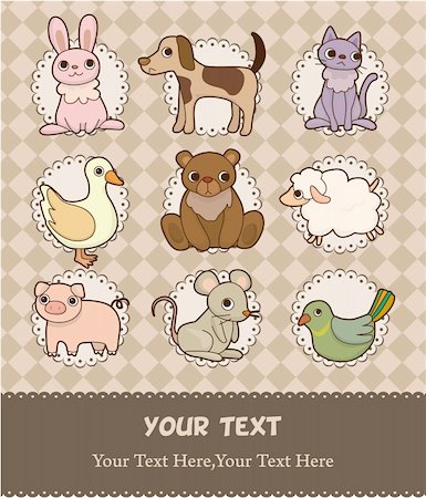 sheep happy pets - cartoon animal card Stock Photo - Budget Royalty-Free & Subscription, Code: 400-04376424