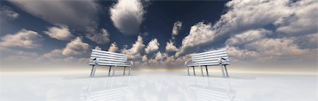 Park bench in minimal landscape Stock Photo - Budget Royalty-Free & Subscription, Code: 400-04376745