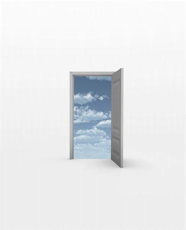 rolffimages (artist) - Door opens to Sky in white Stock Photo - Budget Royalty-Free & Subscription, Code: 400-04376755