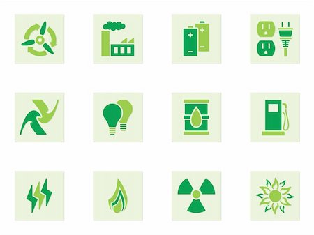 simsearch:400-04285412,k - Set of green icons depicting energy and energy use Stock Photo - Budget Royalty-Free & Subscription, Code: 400-04376950