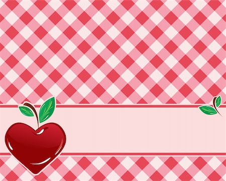 food wallpapers - checkered background in red tones decorated with heart-shaped cherries. Vector Stock Photo - Budget Royalty-Free & Subscription, Code: 400-04376998