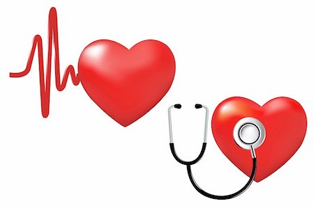 2 Hearts, Heart Beats And Stethoscope And Heart, Isolated On White Background, Vector Illustration Stock Photo - Budget Royalty-Free & Subscription, Code: 400-04377034