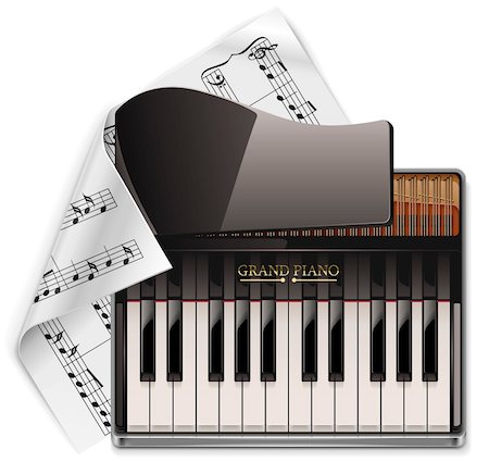 Detailed grand piano with music sheet Stock Photo - Budget Royalty-Free & Subscription, Code: 400-04378485