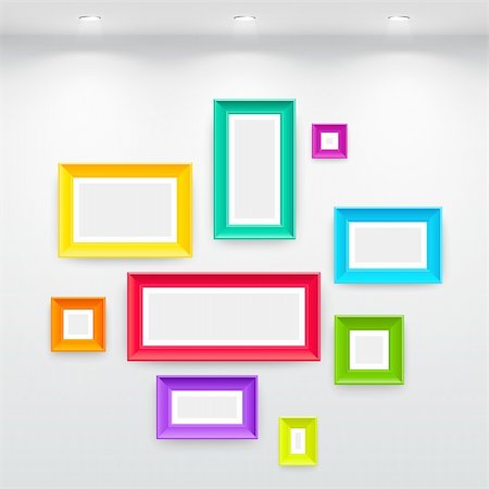 exposition - Gallery Interior with empty colorful frames on wall Stock Photo - Budget Royalty-Free & Subscription, Code: 400-04378568