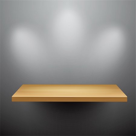 3d isolated Empty shelf for exhibit. Vector illustration. Stock Photo - Budget Royalty-Free & Subscription, Code: 400-04378575