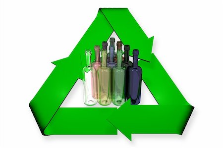 simsearch:400-04917651,k - triangle aranged bottles of different colors surounded by recycle sign Stock Photo - Budget Royalty-Free & Subscription, Code: 400-04379777