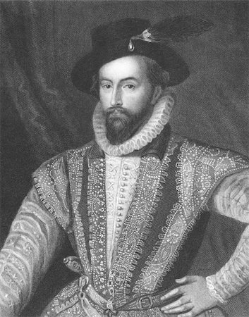 simsearch:400-05228888,k - Walter Raleigh (1552-1618) on engraving from the 1800s. English aristocrat, writer, poet, soldier, courtier and explorer. Engraved by J. Pofselwhite and published in London by Charles Knight, Ludgate Street. Stock Photo - Budget Royalty-Free & Subscription, Code: 400-04370273