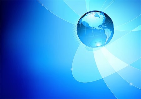 earth globe line art - Vector illustration of abstract blue Background with Glossy Earth Globe Stock Photo - Budget Royalty-Free & Subscription, Code: 400-04370570