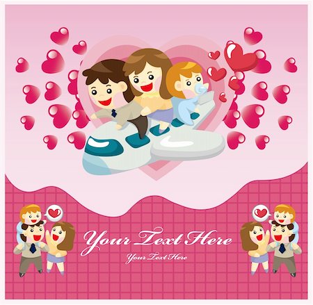 cartoon family card Stock Photo - Budget Royalty-Free & Subscription, Code: 400-04370660