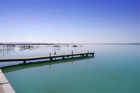 Albufera Valencia lake wetlands mediterranean Spain wooden pier Stock Photo - Budget Royalty-Free & Subscription, Code: 400-04371012