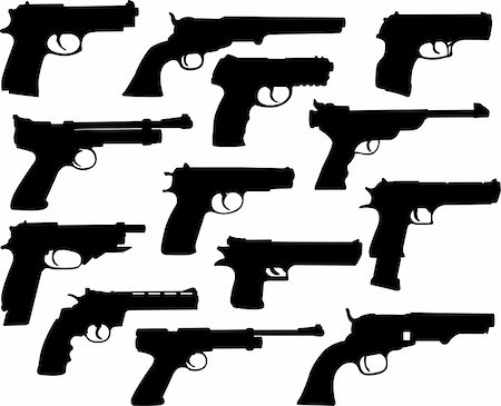 simsearch:400-04335613,k - Guns silhouettes collection - vector Stock Photo - Budget Royalty-Free & Subscription, Code: 400-04371176