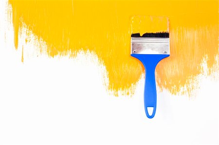 paint brush line art - Orande  painted shape with brush / white background / copy space / photo Stock Photo - Budget Royalty-Free & Subscription, Code: 400-04372159