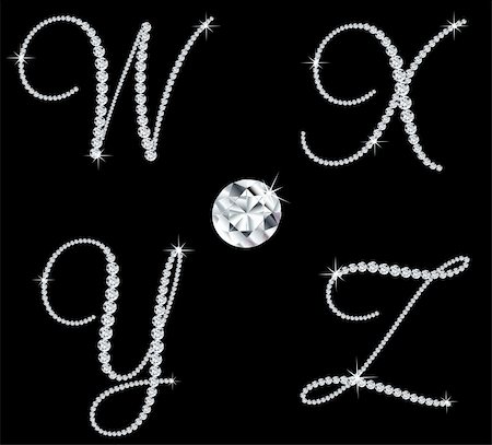 Set of diamond alphabetic letters with bright stars. Vector illustration Photographie de stock - Aubaine LD & Abonnement, Code: 400-04372205