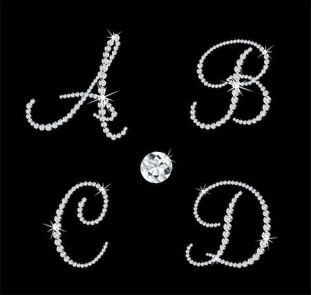 Ensemble de lettres de l'alphabet diamant avec des étoiles brillantes. Illustration vectorielle Photographie de stock - Aubaine LD & Abonnement, Code: 400-04372217