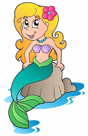 Cute cartoon mermaid - vector illustration. Stock Photo - Budget Royalty-Free & Subscription, Code: 400-04372774