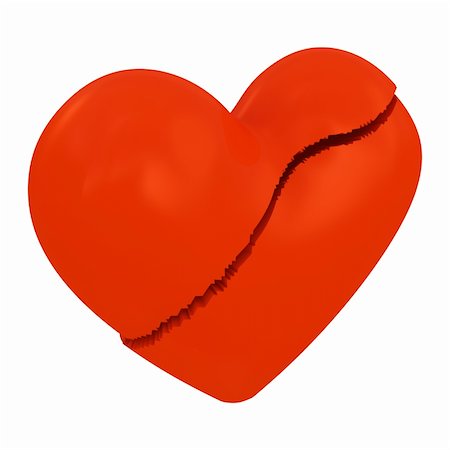 Broken heart isolated on white Stock Photo - Budget Royalty-Free & Subscription, Code: 400-04373946