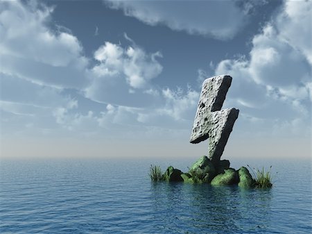 flash monument at the ocean - 3d illustration Stock Photo - Budget Royalty-Free & Subscription, Code: 400-04384793
